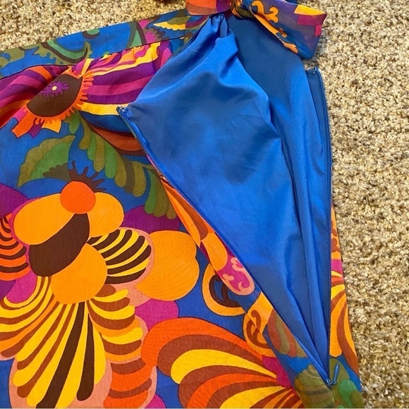 Banana Republic X Trina Turk Coachella Floral Silk One Shoulder Dress, size 0 - Picture 9 of 14